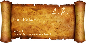 Lee Petur névjegykártya